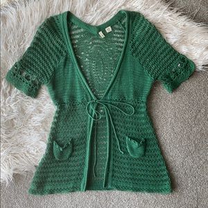 Moth Anthropologie crochet cardigan linen Sz S